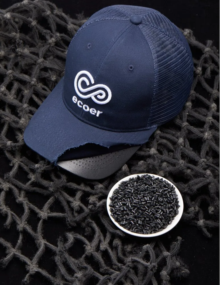 Cap made from recycled fishing nets
